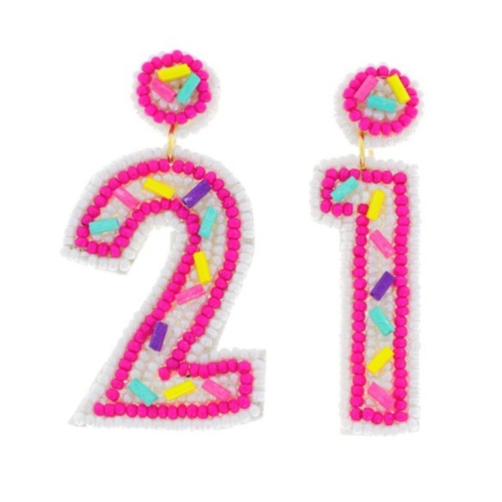 21st birthday beaded party earrings